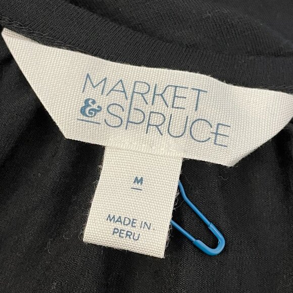 NWOT Market & Spruce Soft Knit Split Neck Top in Black Sz. M - Picture 3 of 3